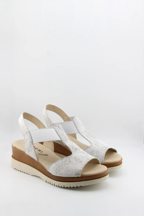 Baerchi T-Strap Wedge Sandal with Elastic Panel